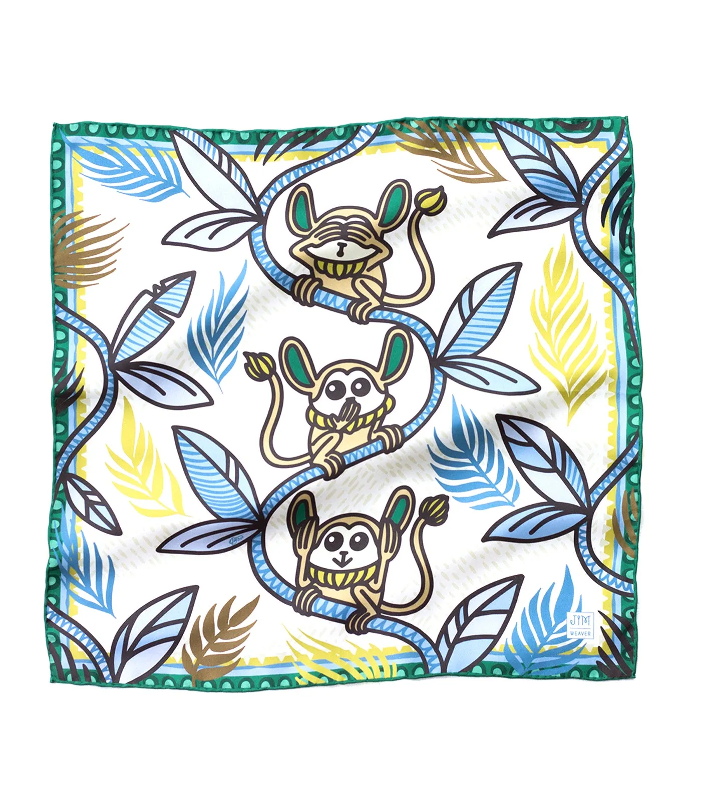 Tarsier No Evil Pocket Square Blue