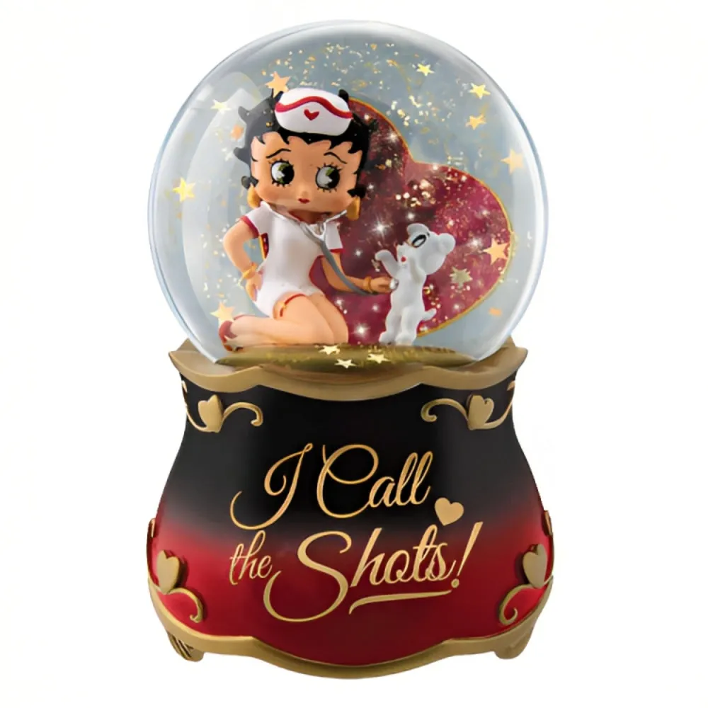 The Bradford Exchange Betty Boop™ Illuminated Glitter Globe Collection Issue #3: 'I Call The Shots' Hand-Painted Collectible Globe with Sassy Nurse Costume and Pudgy 6-Inches