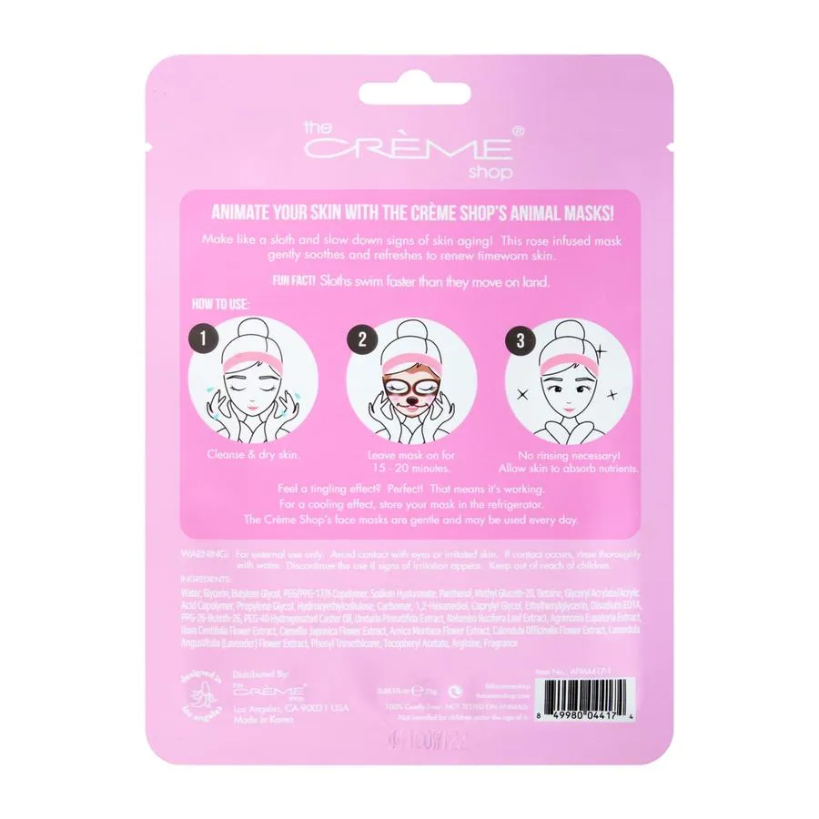 The Creme Shop Slow Down, Skin! Animated Sloth Face Mask - Renewing Rose