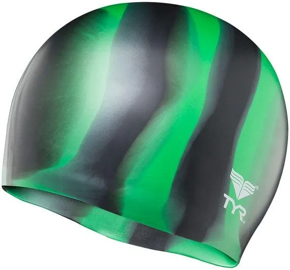 TYR Black/Green Multi Silicone Swim Cap