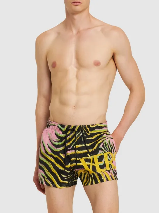 Versace   Logo printed nylon swim shorts 