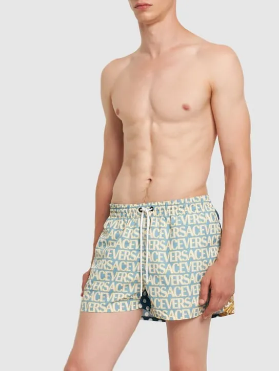 Versace   Vacanza Heritage print nylon swim shorts 