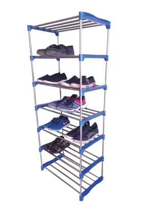 VIMART Stainless Steel Shoe Rack /Multipurpose Table / Multi Utility Rack/Plastic Collapsible Shoe Stand / Metal, Plastic Collapsible Shoe Rack ( DIY(Do-It-Yourself)) (7 LAYER)