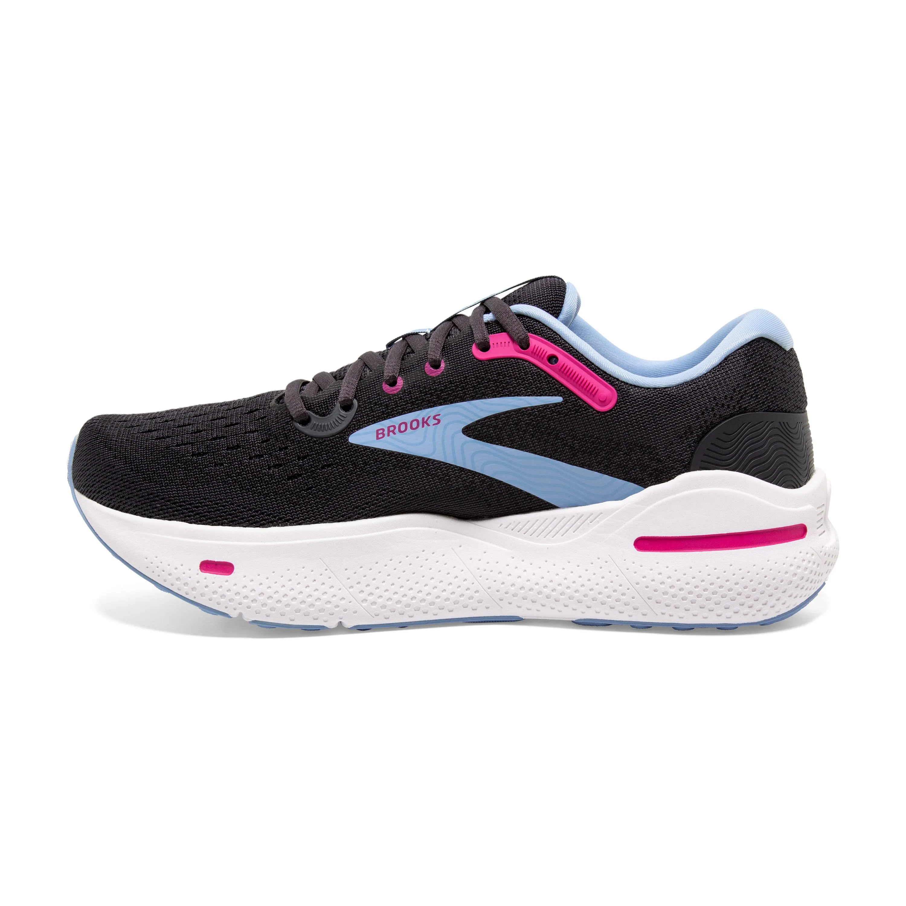 Women's Brooks Ghost Max Color: Ebony/Open Air/Lilac Rose (EXTRA WIDE WIDTH)