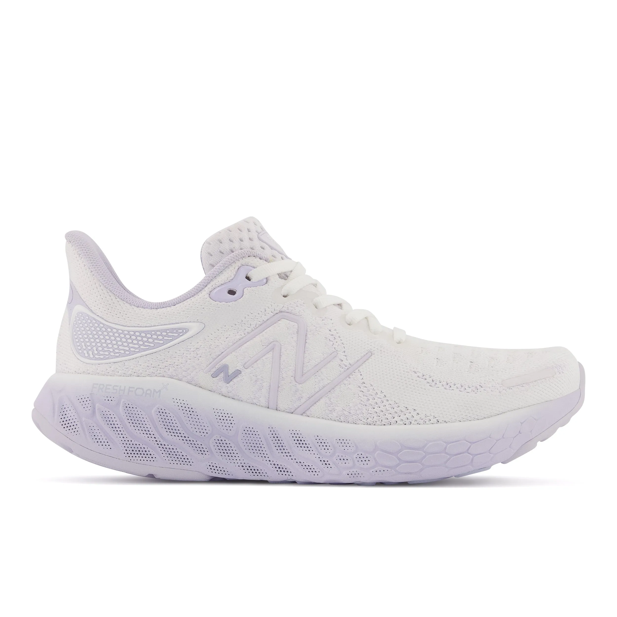 Women's New Balance Fresh Foam X 1080v12 Color: White with Libra and Violet Haze