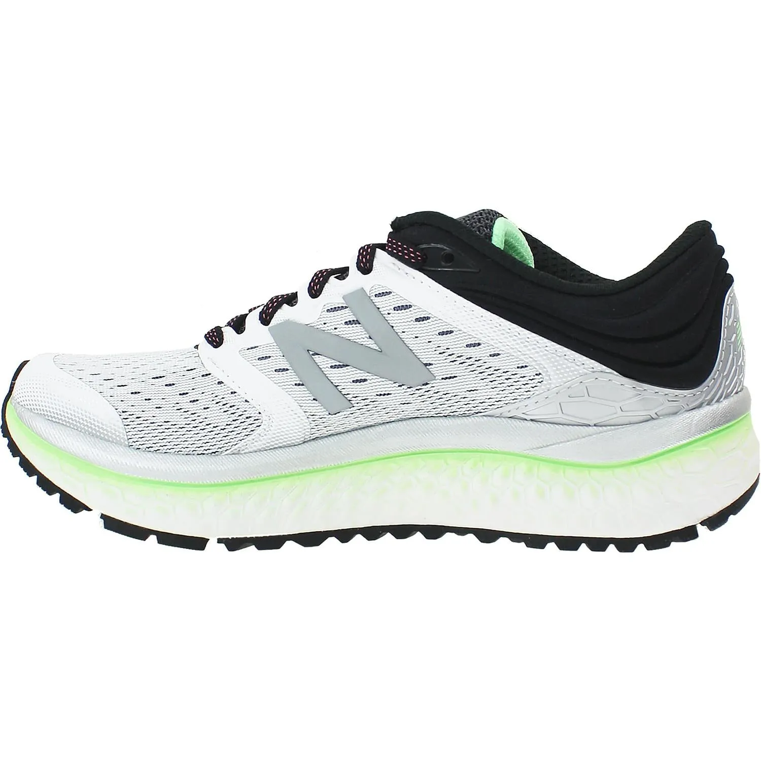 Women's New Balance W1080WB8 Fresh Foam Running Shoes White/Lime Glo/Black Mesh