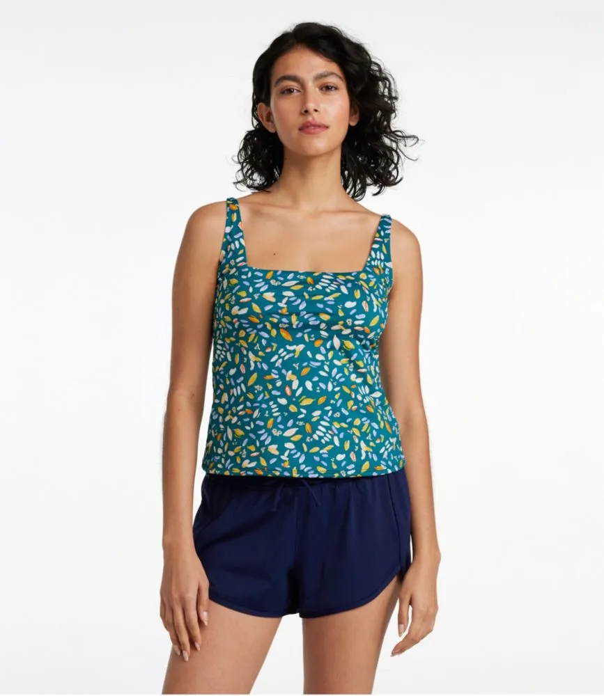 Women's New Currents Swimwear, Squareneck Tankini Top Print