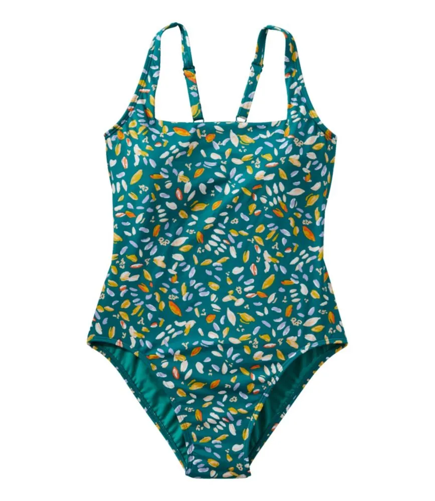 Women's New Currents Swimwear, Squareneck Tanksuit Print