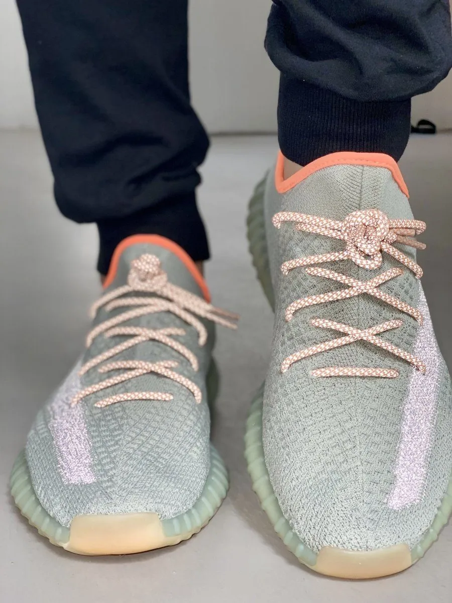 Yeezy Laces 3M Reflective Static Desert Sage Orange Rope Laces for Yeezy Boost 350 V2 Desert Sage