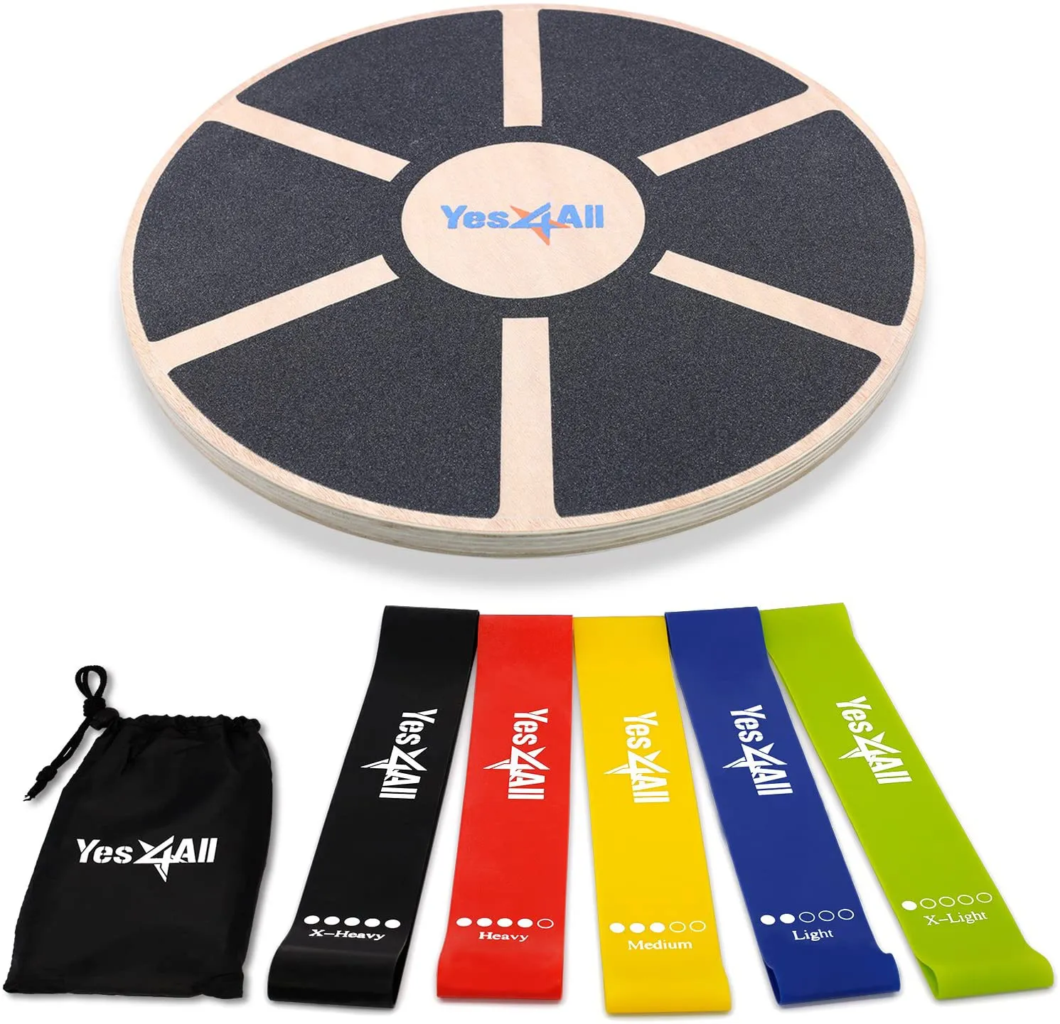 Yes4All Wooden Wobble Balance Board - Round Balance Board, Stability Board for Physical Therapy, Home Gyms