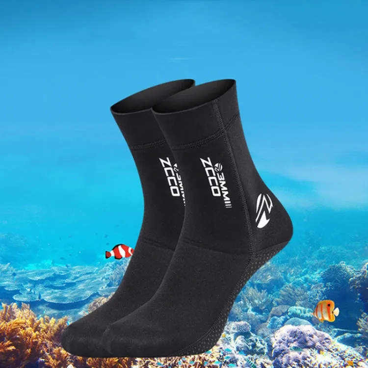 ZCCO 3mm Warm Non-Slip Diving Socks Anti-Wear Ankle Fins, Size:35-36(Black)