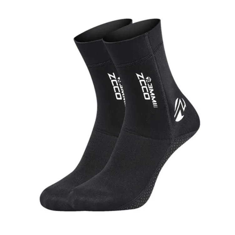 ZCCO 3mm Warm Non-Slip Diving Socks Anti-Wear Ankle Fins, Size:35-36(Black)